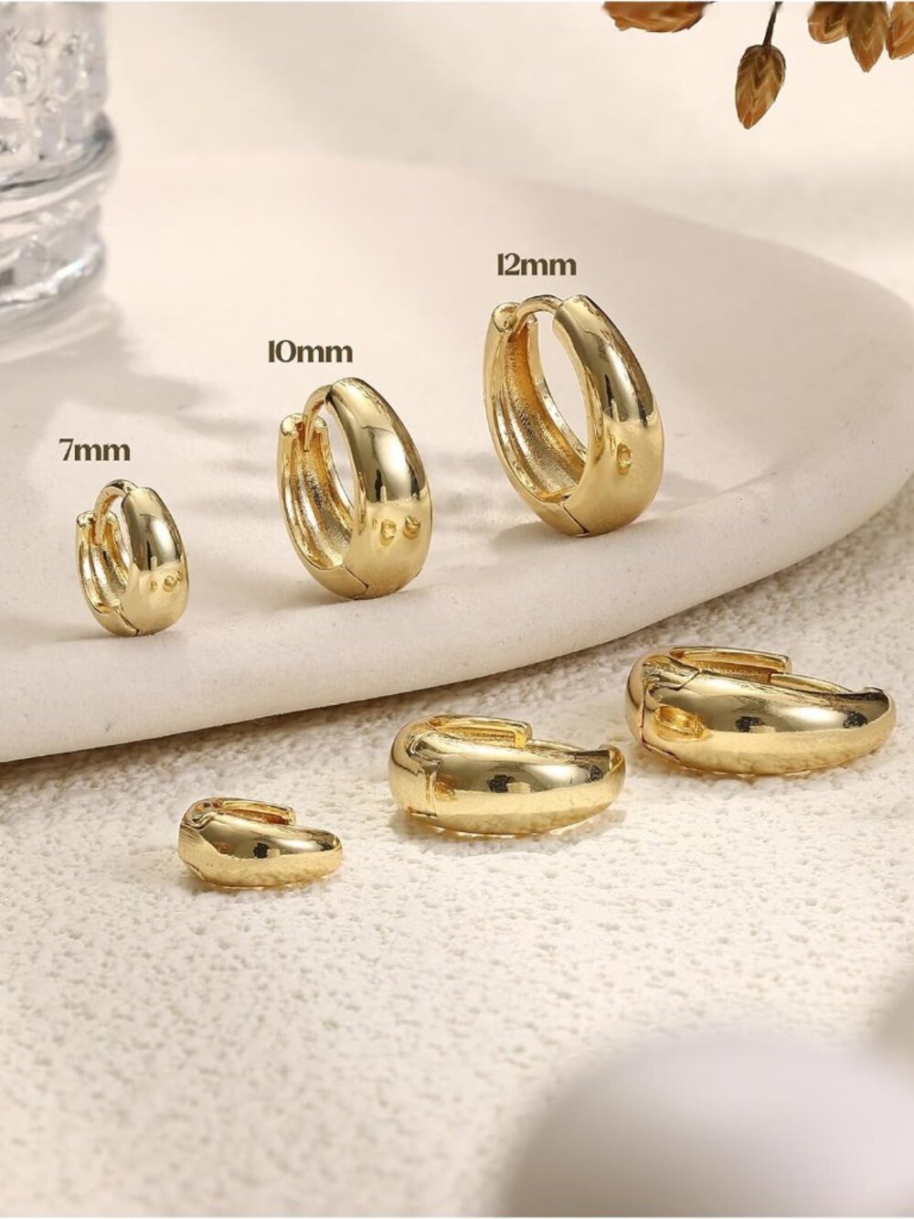 3Pairs 14K Gold Plated Hoop Earrings Set for Women Chunky Earring Silver Plated - Picture 7 of 7